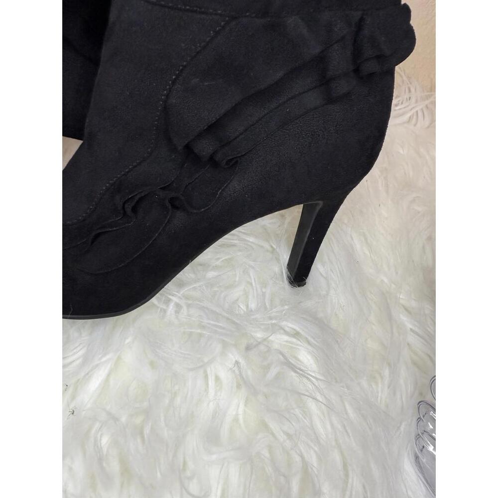 Unisa Women Black Suede Size 9 Open Toe Bootie Side Zip Office Party - Picture 4 of 6